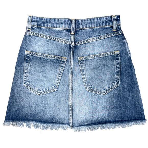 NWT Women's TOPSHOP Moto Distressed Denim Jean Mini Skirt | Size 2 - Picture 3 of 7